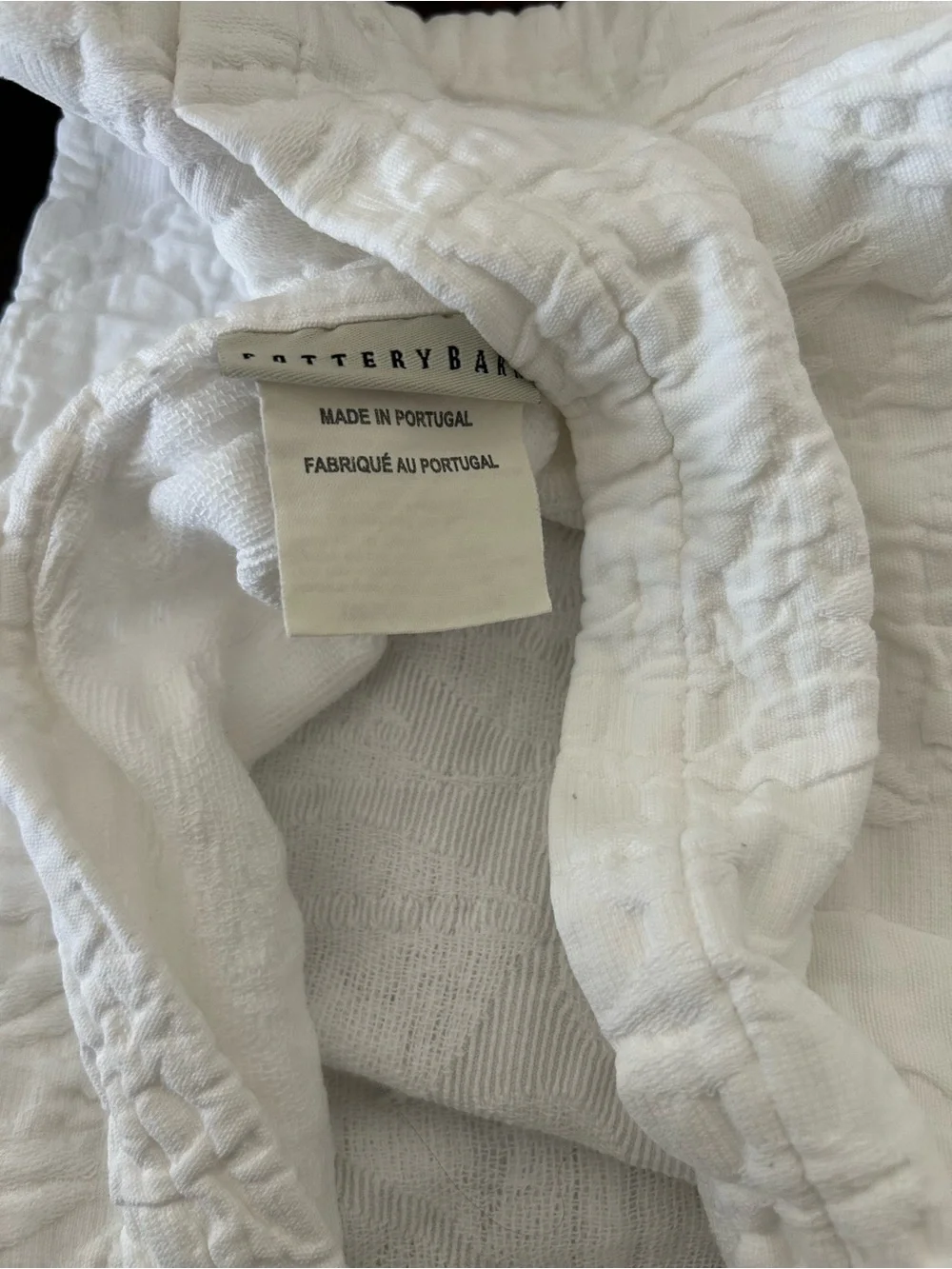 Pottery Barn White Textured Cotton Throw Pillow Cover